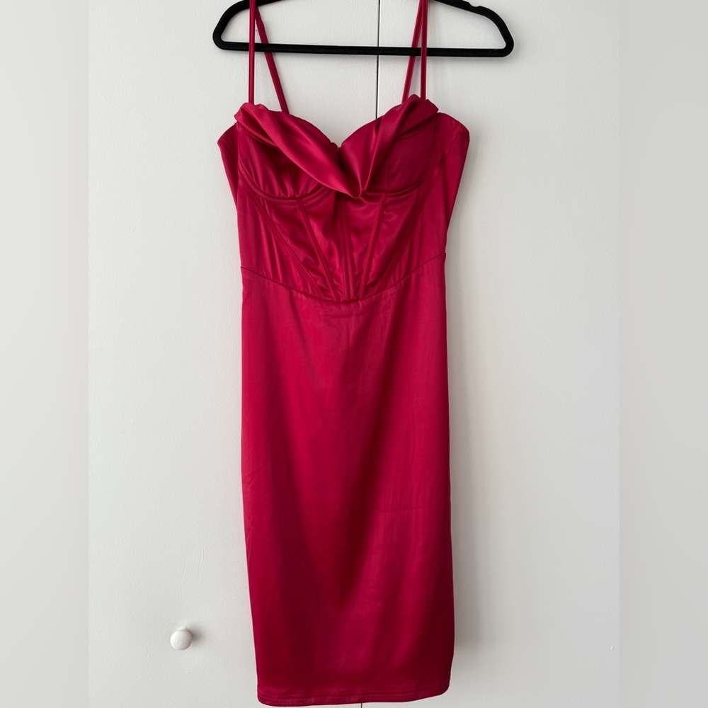 SHEIN Ruched Bustier Cami Dress Wine